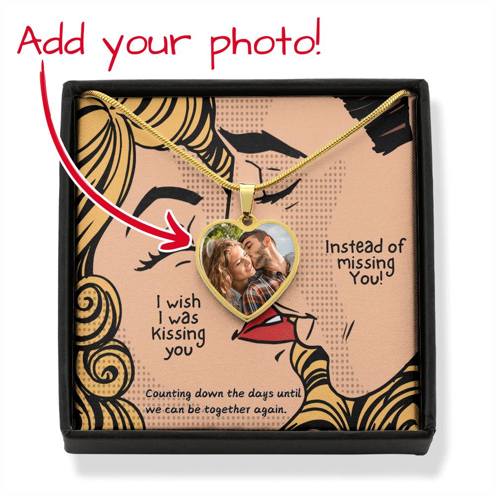 LDR Gift | Long Distance Relationship Gift for Her | Long Distance Love | Cute Funny Gift for Wife or Girlfriend | Photo Pendant | Kissing you