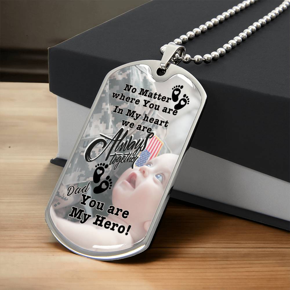 Military Dog Tag Necklace for Dad | Personalized Message for Father | Sentimental New Dad gift from Newborn