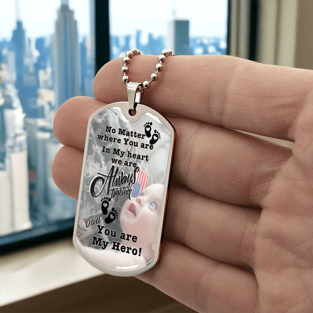 Military Dog Tag Necklace for Dad | Personalized Message for Father | Sentimental New Dad gift from Newborn