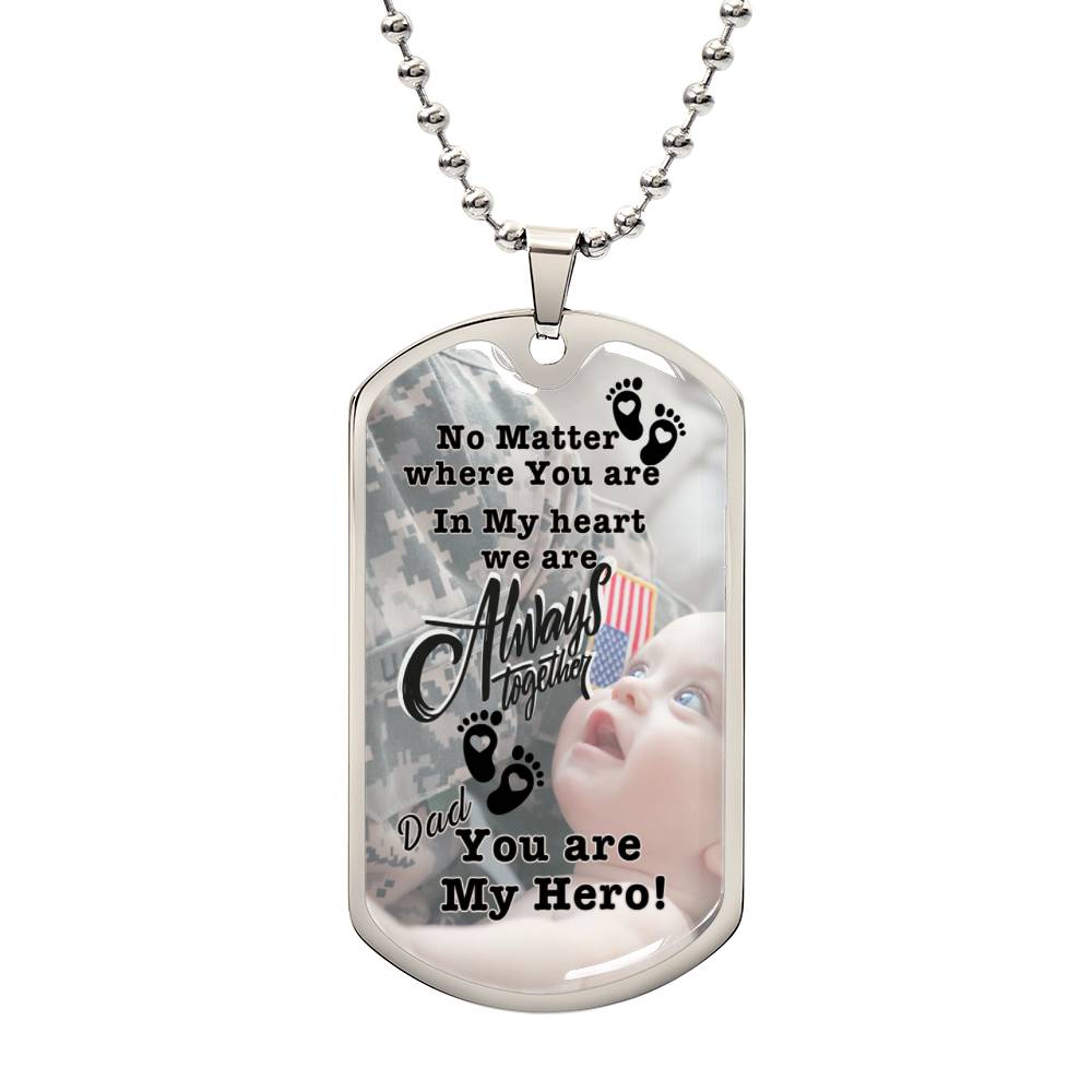 Military Dog Tag Necklace for Dad | Personalized Message for Father | Sentimental New Dad gift from Newborn