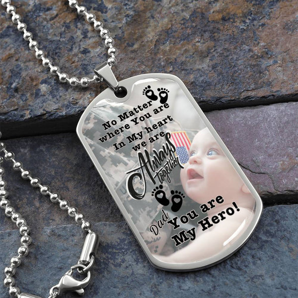Military Dog Tag Necklace for Dad | Personalized Message for Father | Sentimental New Dad gift from Newborn