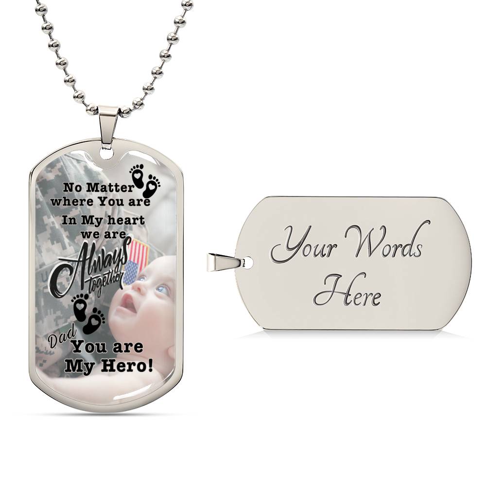 Military Dog Tag Necklace for Dad | Personalized Message for Father | Sentimental New Dad gift from Newborn