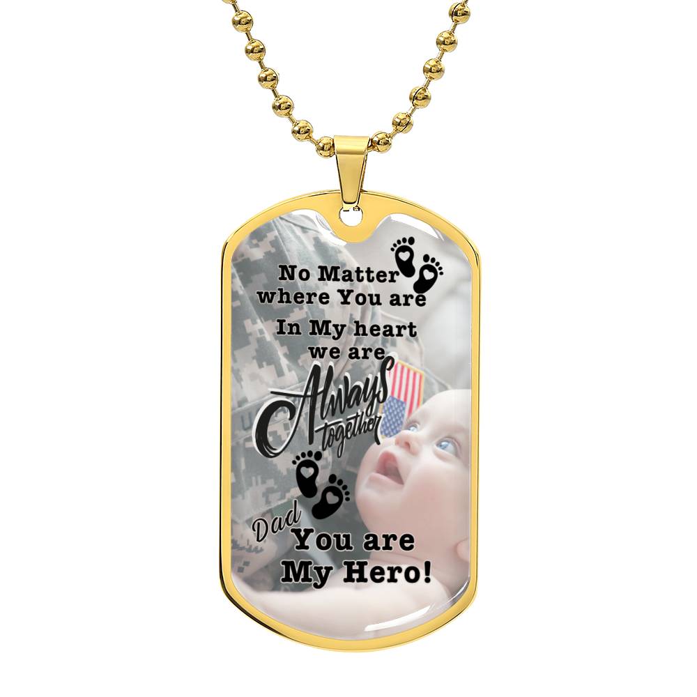 Military Dog Tag Necklace for Dad | Personalized Message for Father | Sentimental New Dad gift from Newborn