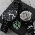 Engraved Black Chronograph Watch - Personalized Gift for Grandpa | Durable, Stylish, and Functional - Unforgettable Childhood