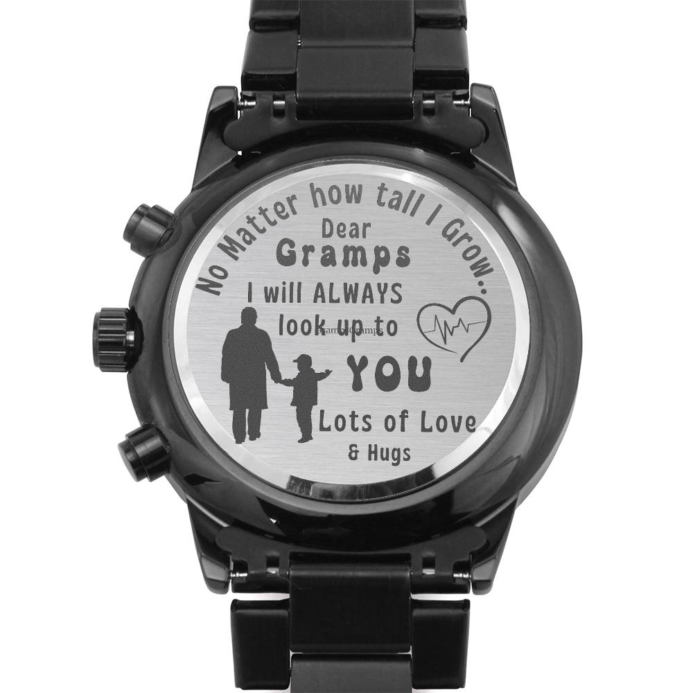 Engraved Black Chronograph Watch - Personalized Sentimental Gift for Grandpa | Durable, Stylish, and Thoughtful - Always Look Up to You