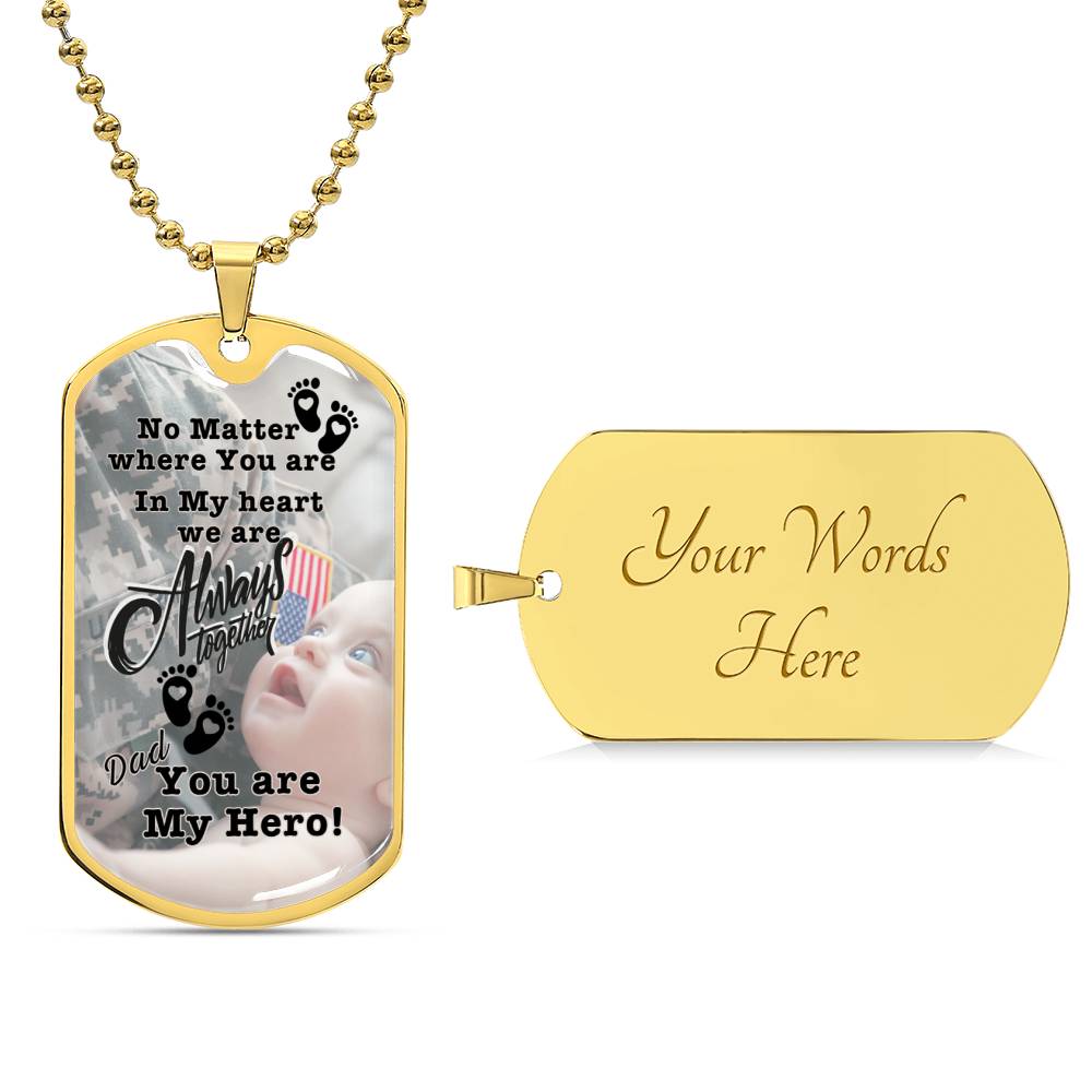 Military Dog Tag Necklace for Dad | Personalized Message for Father | Sentimental New Dad gift from Newborn