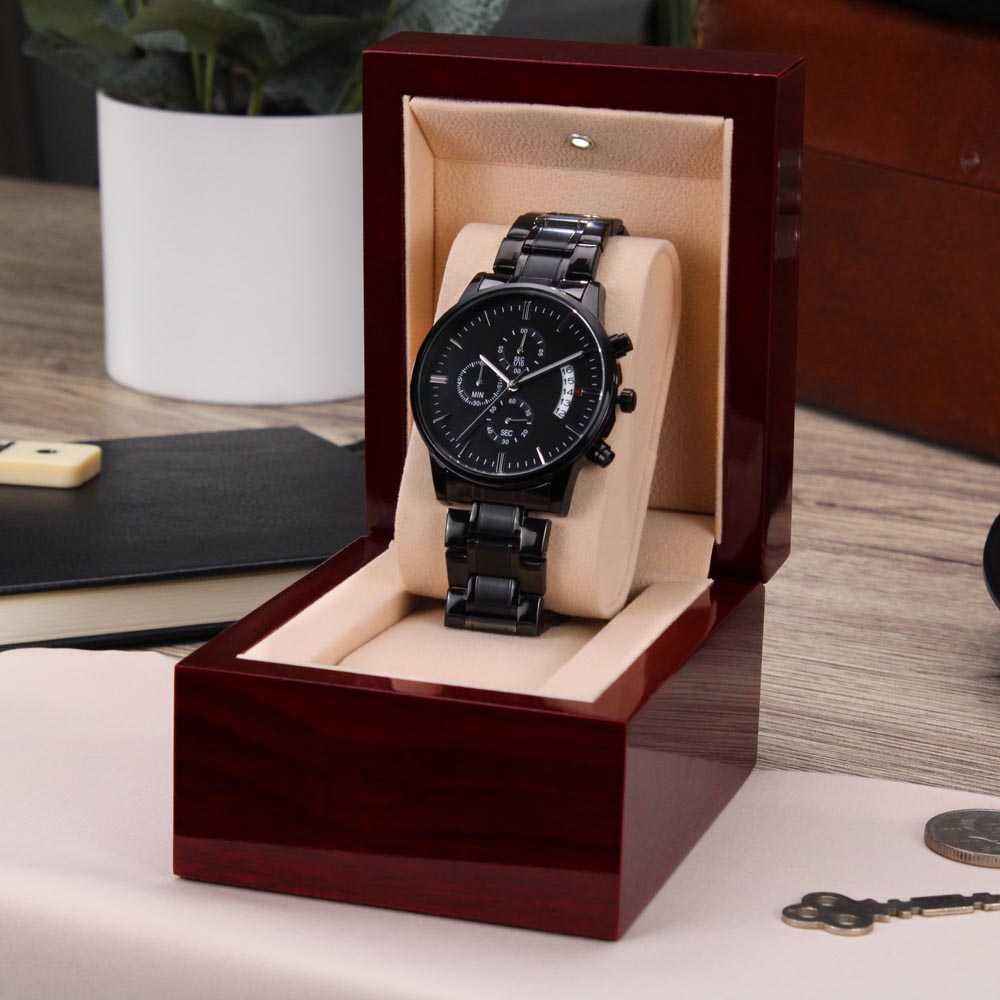 Engraved Chronograph Watch - Personalize with your custom message | Sentimental Keepsake Gift for the Guy who has everything