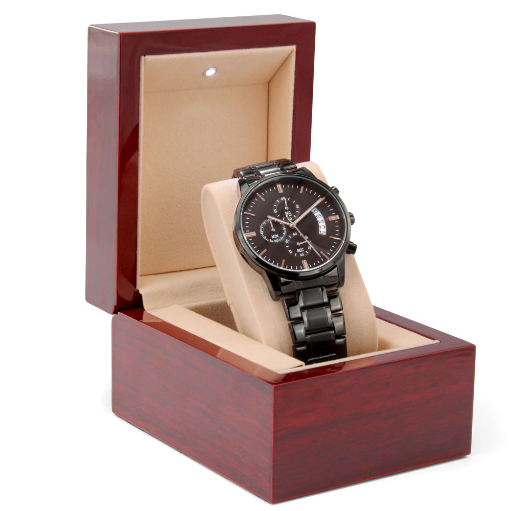 Engraved Black Chronograph Watch - Personalized Sentimental Gift for Grandpa | Durable, Stylish, and Thoughtful - Always Look Up to You