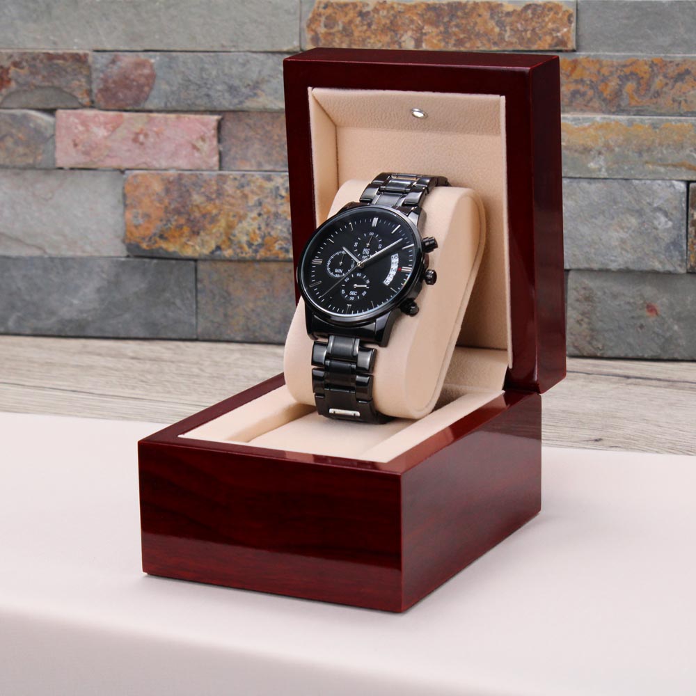 Engraved Black Chronograph Watch - Personalized Sentimental Gift for Grandpa | Durable, Stylish, and Thoughtful - Always Look Up to You