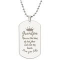 Engraved Dog Tag Necklace with Ball Chain | Personalized Unique Sentimental Gift for Grandfather who has everything | King of Dad Jokes