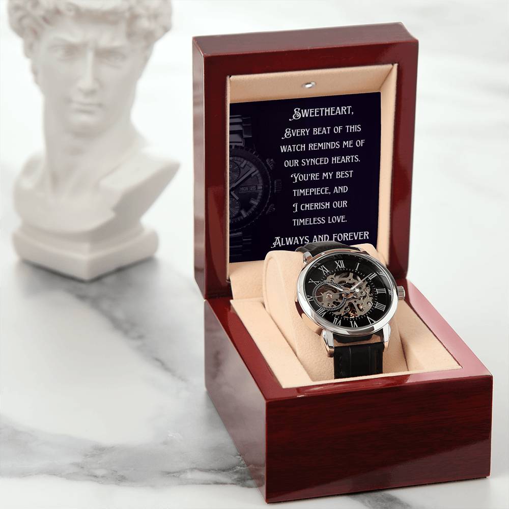 Anniversary Gift for Husband | Romantic Present for Hubby | Message Card Watch | Synced Hearts
