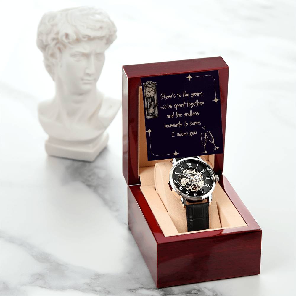 Anniversary Gift for Husband | Romantic Present for Hubby | Message Card with Openwork Watch | Endless Moments
