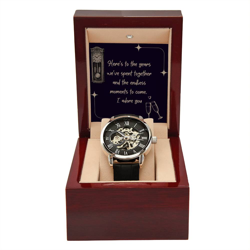 Anniversary Gift for Husband | Romantic Present for Hubby | Message Card with Openwork Watch | Endless Moments