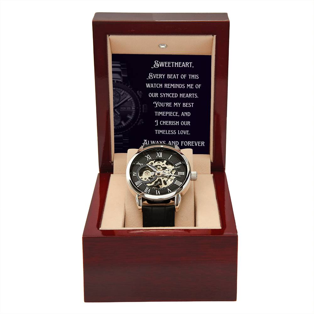 Anniversary Gift for Husband | Romantic Present for Hubby | Message Card Watch | Synced Hearts