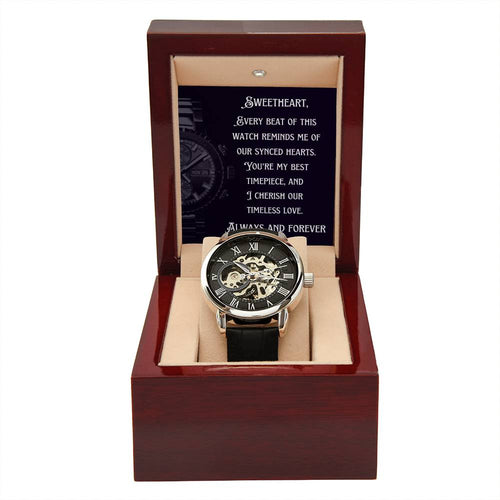 Anniversary Gift for Husband | Romantic Present for Hubby | Message Card Watch | Synced Hearts