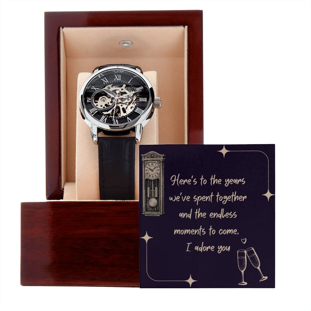 Anniversary Gift for Husband | Romantic Present for Hubby | Message Card with Openwork Watch | Endless Moments
