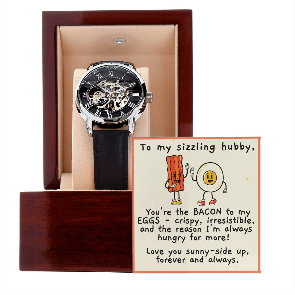 Skeleton Watch with Funny Message for Hubby | Perfect Anniversary or Birthday Gift for Husband | To My Sizzling Hubby