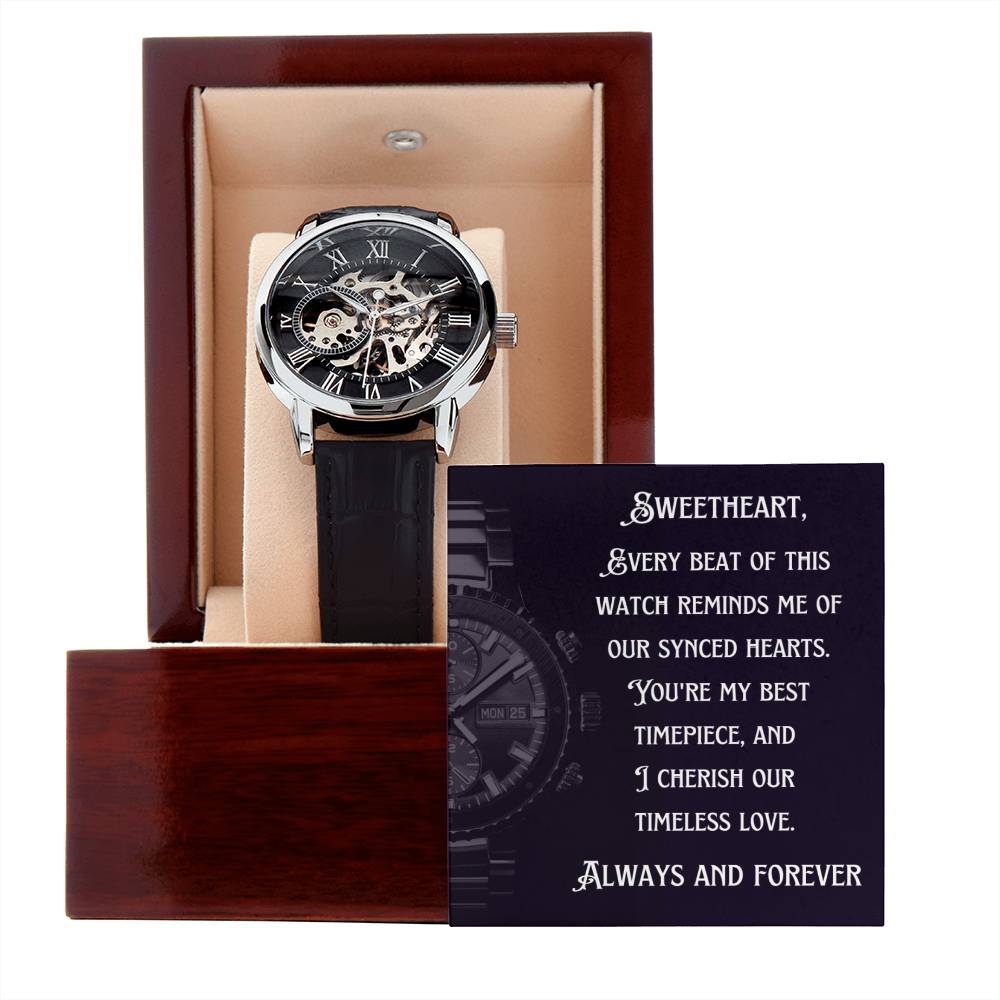 Anniversary Gift for Husband | Romantic Present for Hubby | Message Card Watch | Synced Hearts