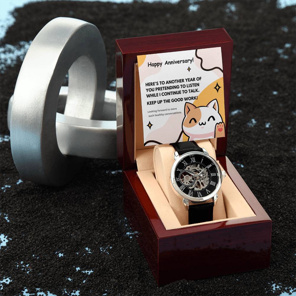 Skeleton Watch with Humorous Message for Hubby | Perfect Anniversary or Birthday Gift | Keep up the good work