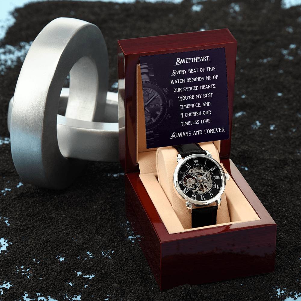 Anniversary Gift for Husband | Romantic Present for Hubby | Message Card Watch | Synced Hearts