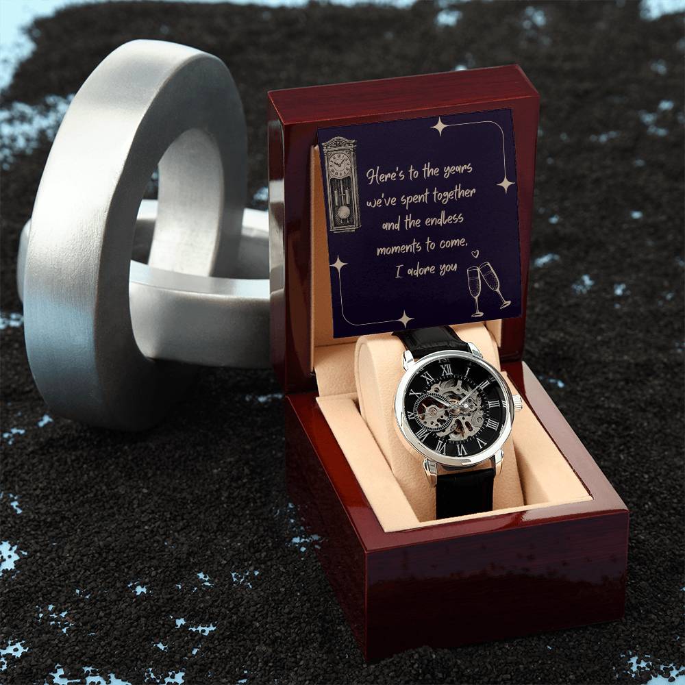 Anniversary Gift for Husband | Romantic Present for Hubby | Message Card with Openwork Watch | Endless Moments