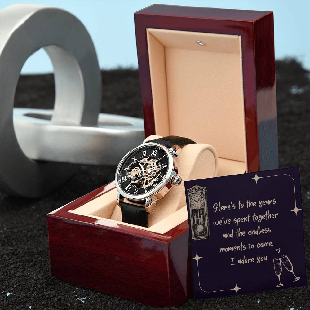 Anniversary Gift for Husband | Romantic Present for Hubby | Message Card with Openwork Watch | Endless Moments