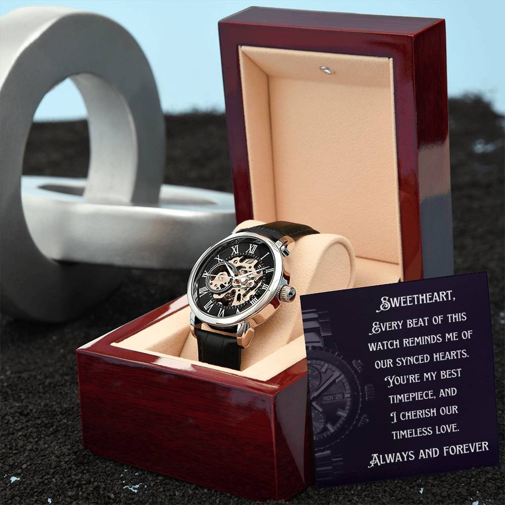 Anniversary Gift for Husband | Romantic Present for Hubby | Message Card Watch | Synced Hearts