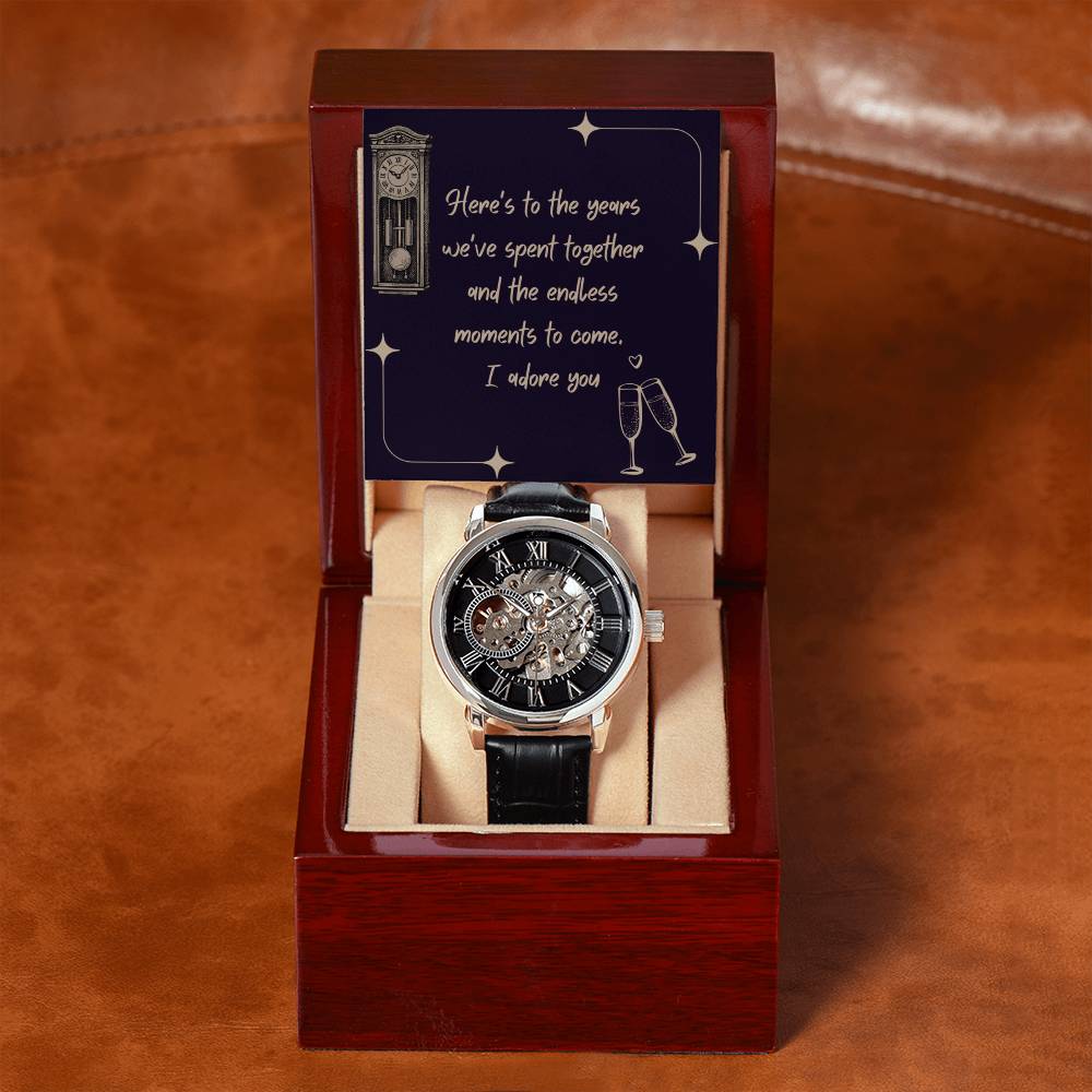 Anniversary Gift for Husband | Romantic Present for Hubby | Message Card with Openwork Watch | Endless Moments