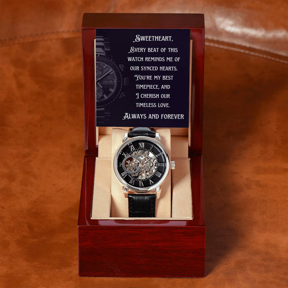 Anniversary Gift for Husband | Romantic Present for Hubby | Message Card Watch | Synced Hearts