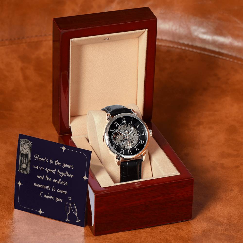 Anniversary Gift for Husband | Romantic Present for Hubby | Message Card with Openwork Watch | Endless Moments