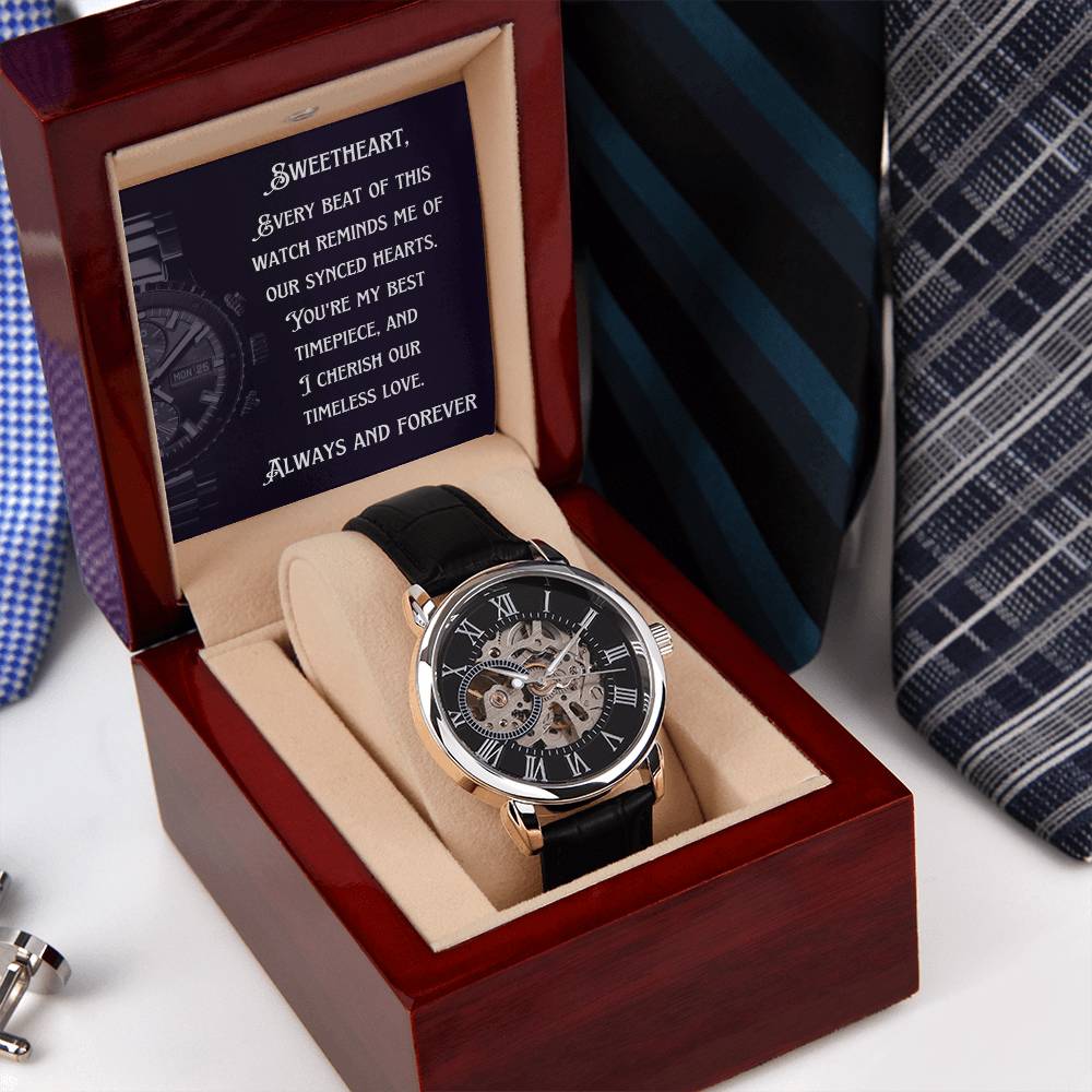 Anniversary Gift for Husband | Romantic Present for Hubby | Message Card Watch | Synced Hearts