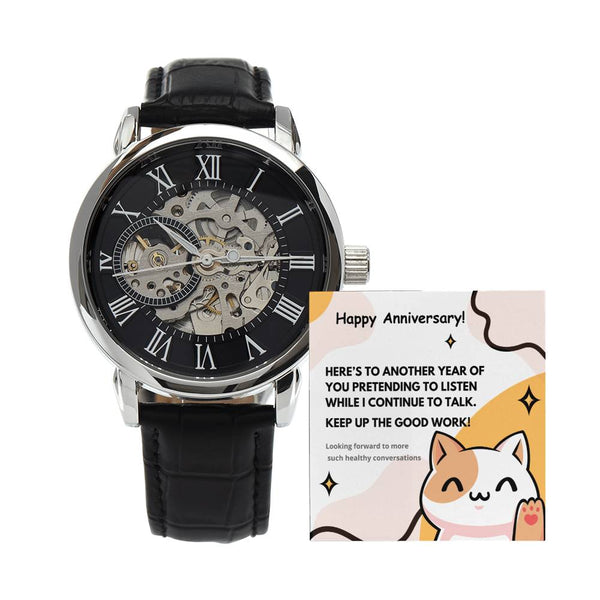Skeleton Watch with Humorous Message for Hubby | Perfect Anniversary or Birthday Gift | Keep up the good work