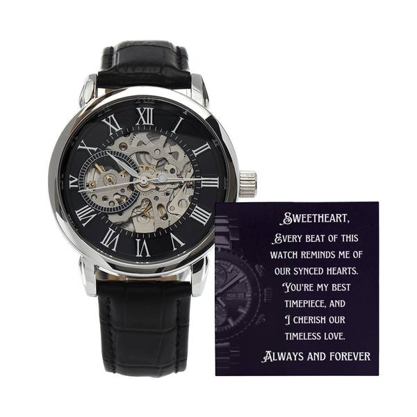 Anniversary Gift for Husband | Romantic Present for Hubby | Message Card Watch | Synced Hearts