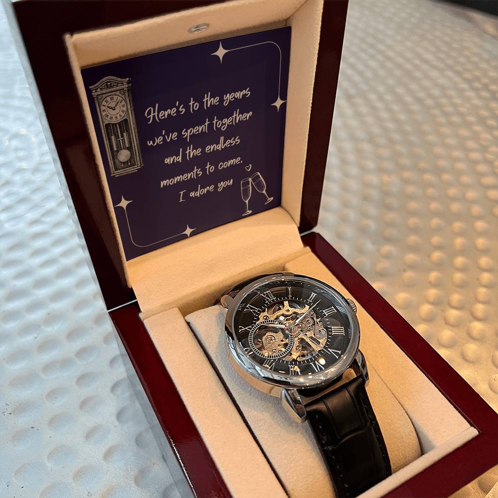 Anniversary Gift for Husband | Romantic Present for Hubby | Message Card with Openwork Watch | Endless Moments
