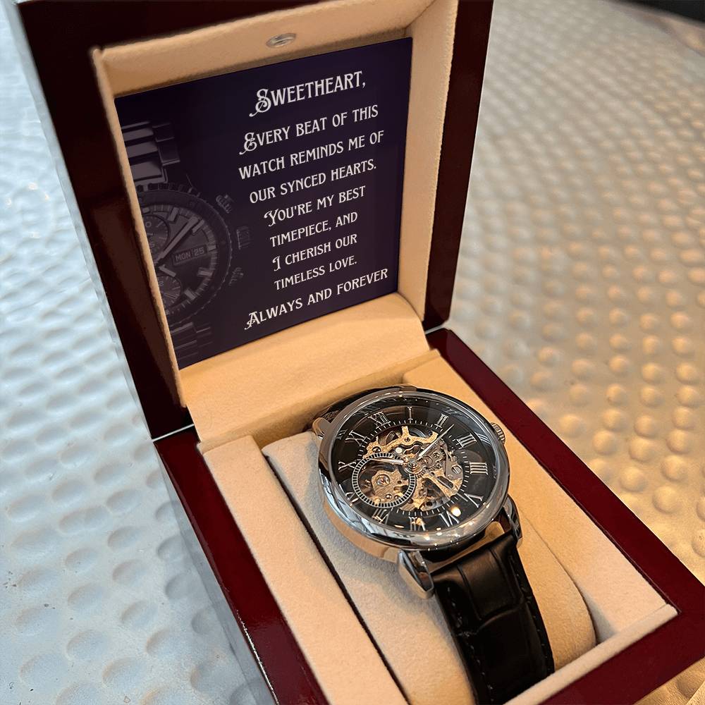 Anniversary Gift for Husband | Romantic Present for Hubby | Message Card Watch | Synced Hearts