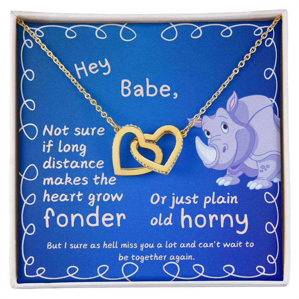 LDR Gift | Long Distance Relationship Gift for Her | Long Distance Love | Cute Funny Gift for Wife or Girlfriend | Interlocking Hearts Necklace with Message card