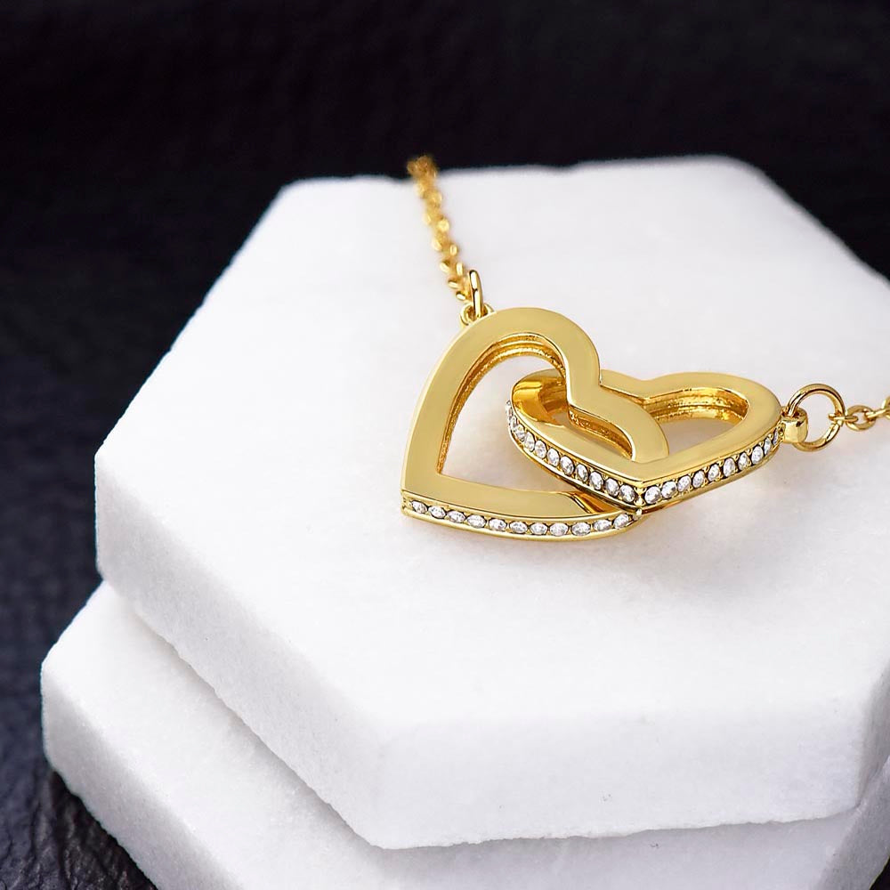 LDR Gift | Long Distance Relationship Gift for Her | Long Distance Love | Cute Funny Gift for Wife or Girlfriend | Interlocking Hearts Necklace with Message card