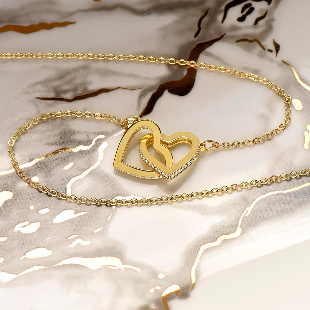 LDR Gift | Long Distance Relationship Gift for Her | Long Distance Love | Cute Funny Gift for Wife or Girlfriend | Interlocking Hearts Necklace with Message card