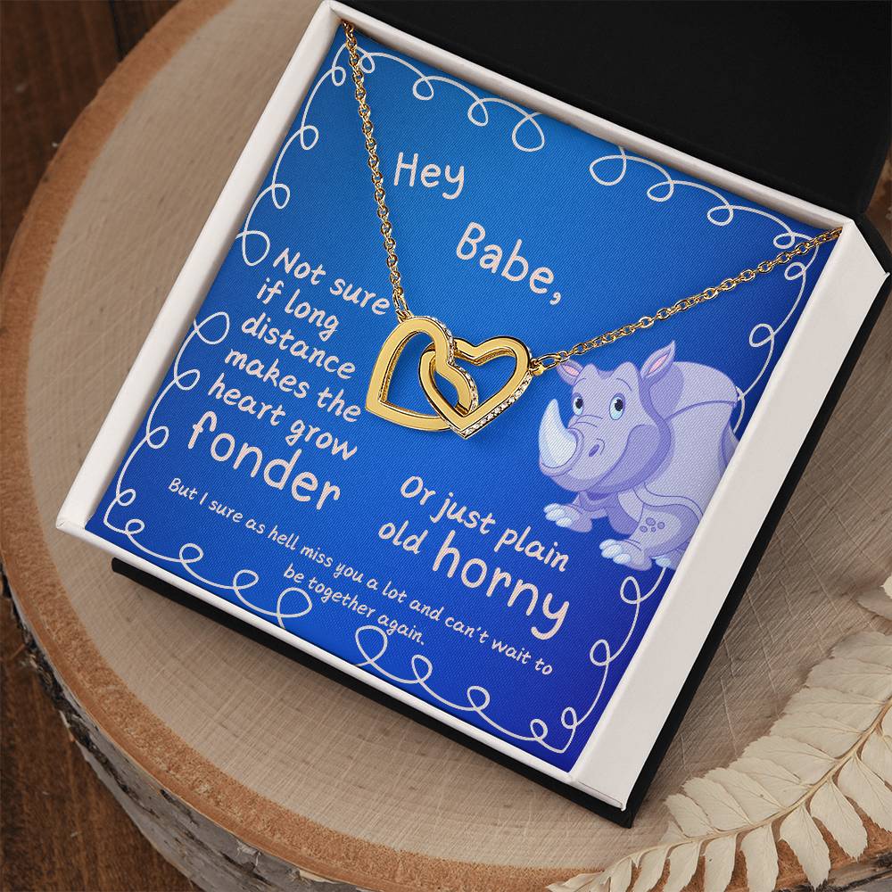 LDR Gift | Long Distance Relationship Gift for Her | Long Distance Love | Cute Funny Gift for Wife or Girlfriend | Interlocking Hearts Necklace with Message card