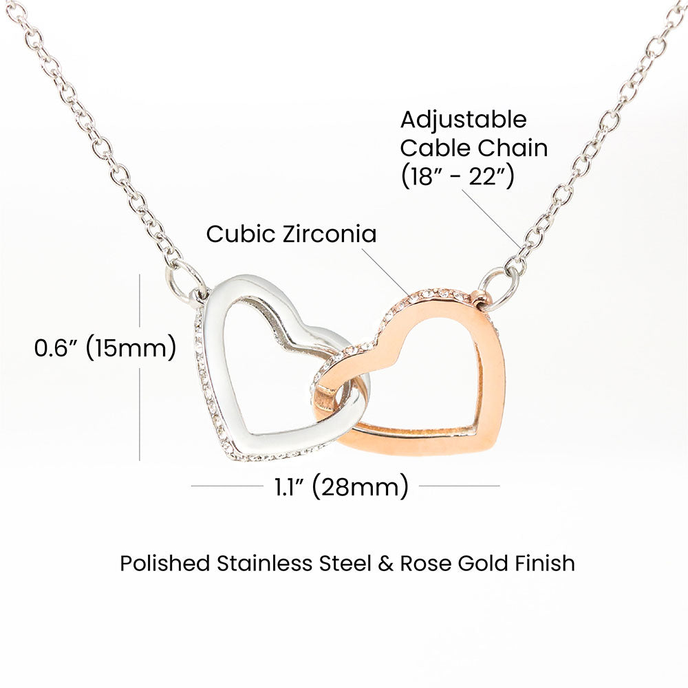 LDR Gift | Long Distance Relationship Gift for Her | Long Distance Love | Cute Funny Gift for Wife or Girlfriend | Interlocking Hearts Necklace with Message card
