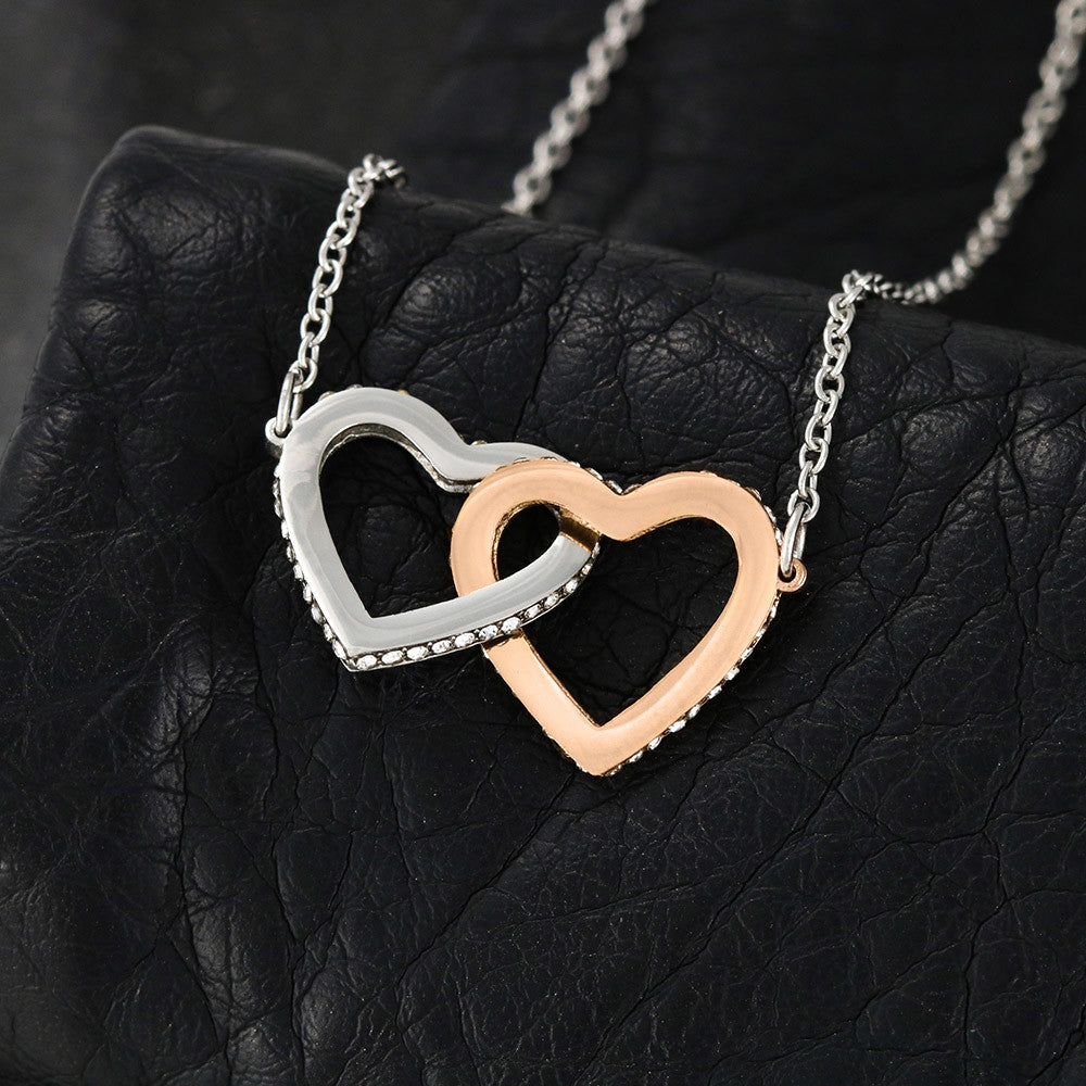 LDR Gift | Long Distance Relationship Gift for Her | Long Distance Love | Cute Funny Gift for Wife or Girlfriend | Interlocking Hearts Necklace with Message card