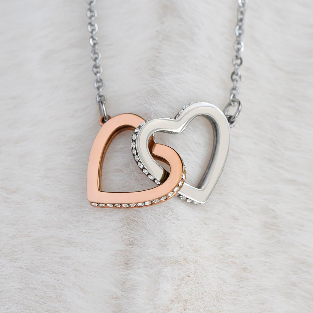 LDR Gift | Long Distance Relationship Gift for Her | Long Distance Love | Cute Funny Gift for Wife or Girlfriend | Interlocking Hearts Necklace with Message card