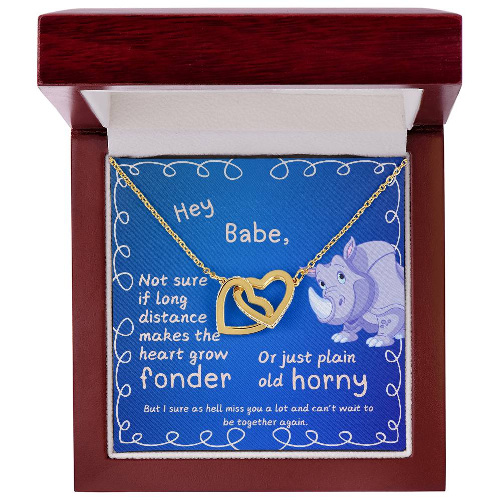 LDR Gift | Long Distance Relationship Gift for Her | Long Distance Love | Cute Funny Gift for Wife or Girlfriend | Interlocking Hearts Necklace with Message card