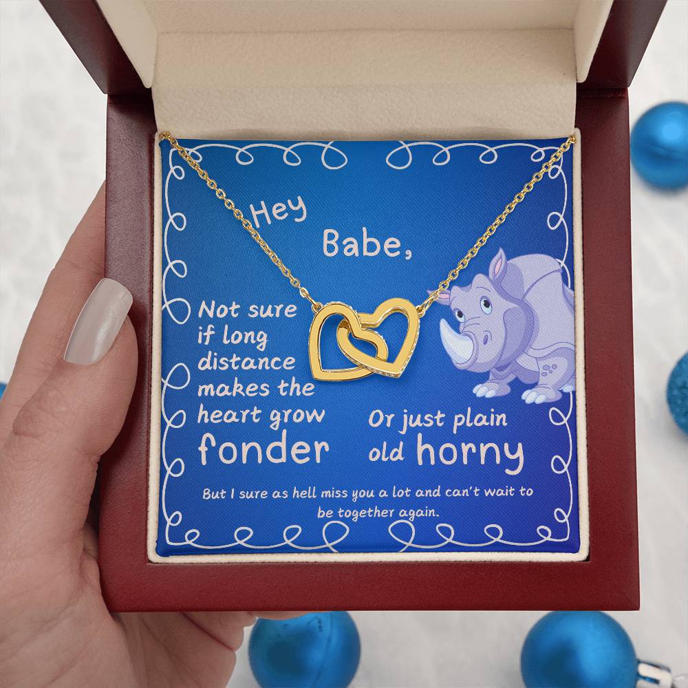 LDR Gift | Long Distance Relationship Gift for Her | Long Distance Love | Cute Funny Gift for Wife or Girlfriend | Interlocking Hearts Necklace with Message card