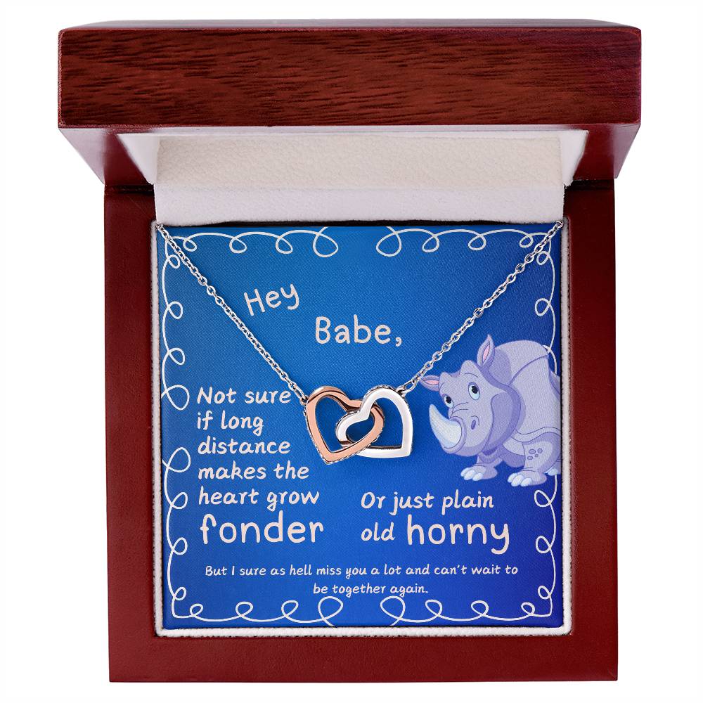 LDR Gift | Long Distance Relationship Gift for Her | Long Distance Love | Cute Funny Gift for Wife or Girlfriend | Interlocking Hearts Necklace with Message card