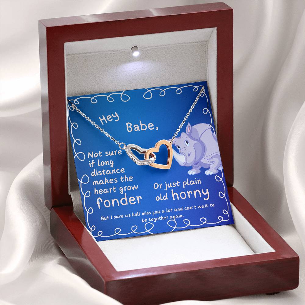 LDR Gift | Long Distance Relationship Gift for Her | Long Distance Love | Cute Funny Gift for Wife or Girlfriend | Interlocking Hearts Necklace with Message card
