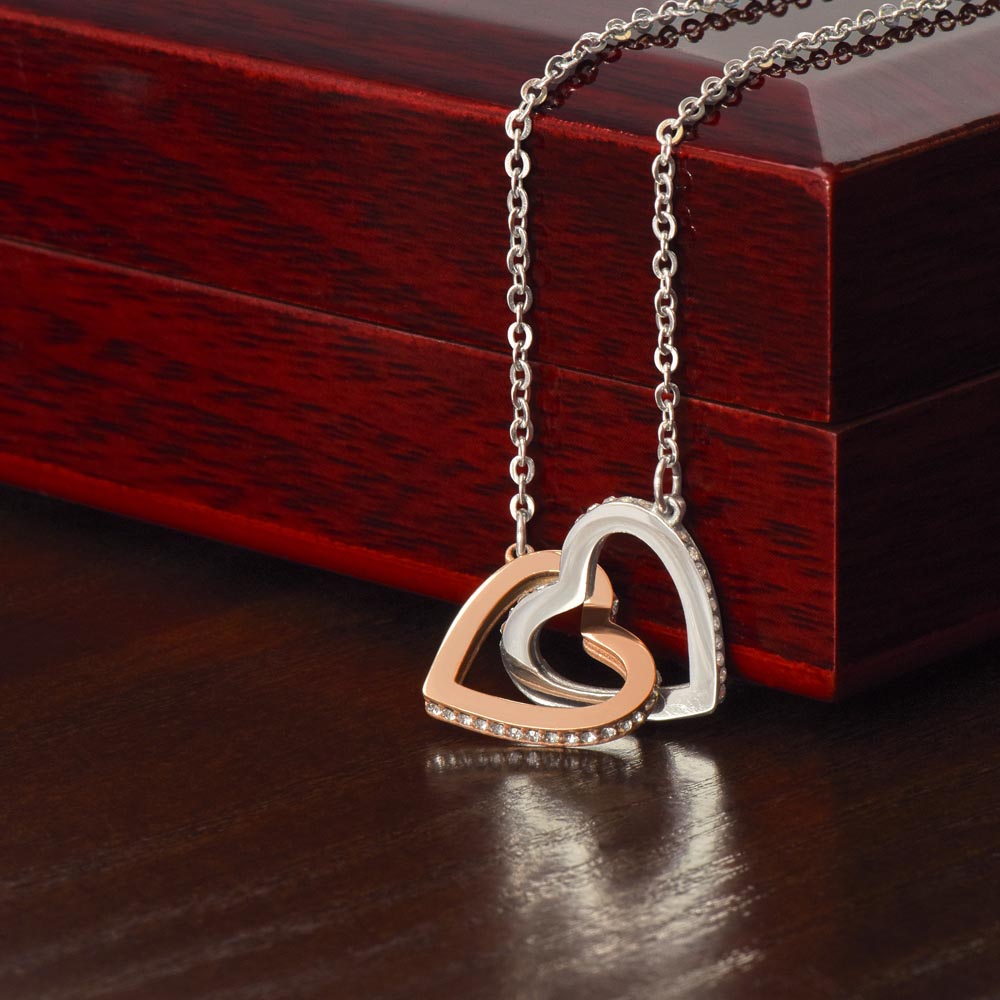LDR Gift | Long Distance Relationship Gift for Her | Long Distance Love | Cute Funny Gift for Wife or Girlfriend | Interlocking Hearts Necklace with Message card