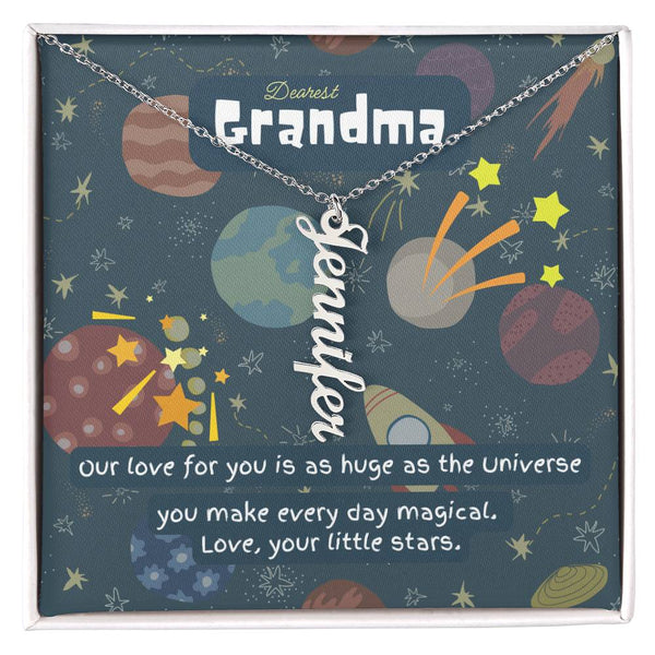 Personalized Name Necklace for Grandma who has everything | Cherished Keepsake Sentimental gift for your Grandmother | Love as huge as the Universe