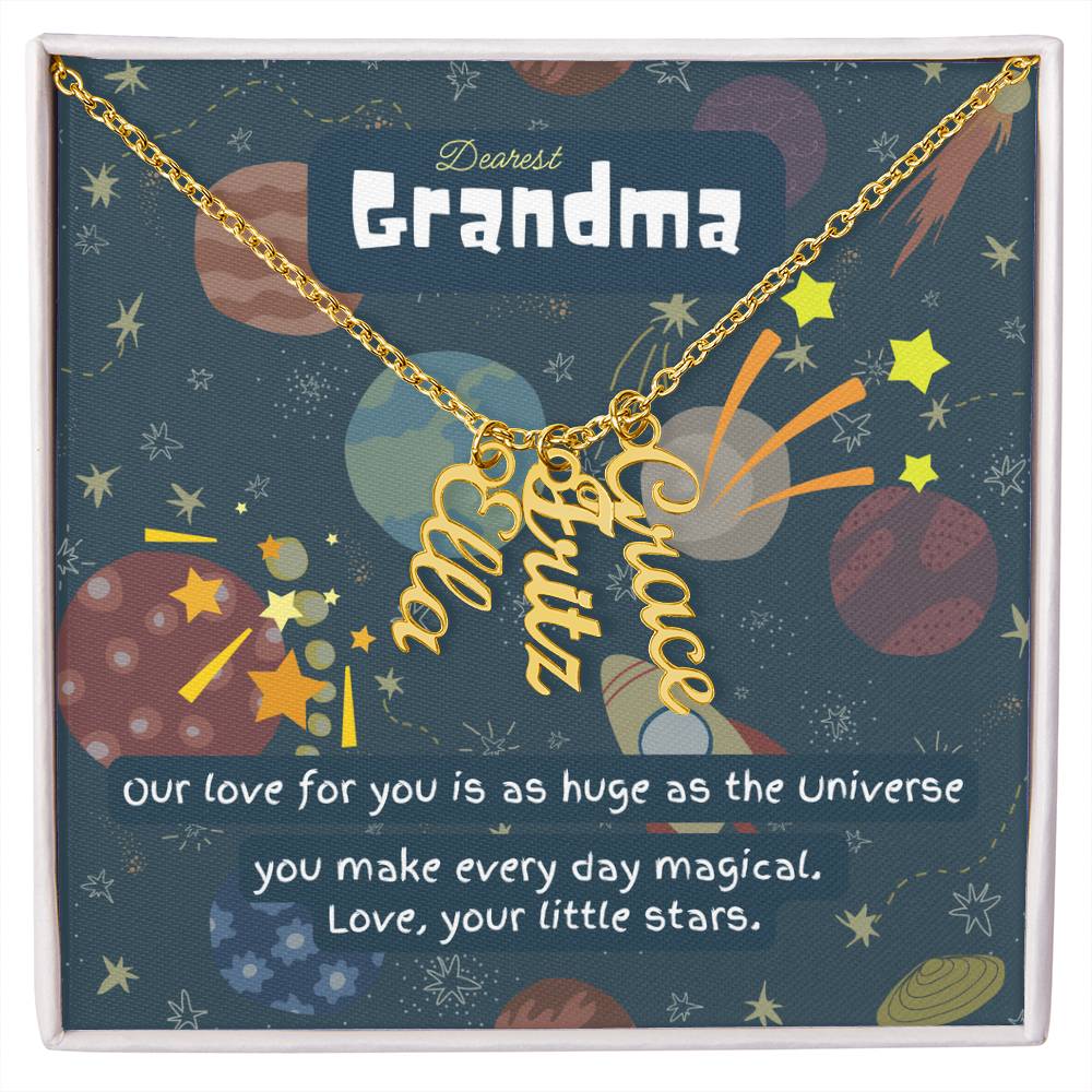 Personalized Name Necklace for Grandma who has everything | Cherished Keepsake Sentimental gift for your Grandmother | Love as huge as the Universe
