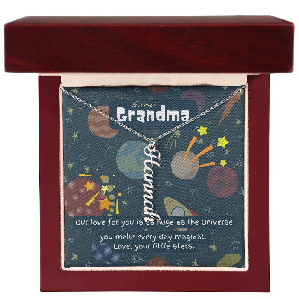 Personalized Name Necklace for Grandma who has everything | Cherished Keepsake Sentimental gift for your Grandmother | Love as huge as the Universe